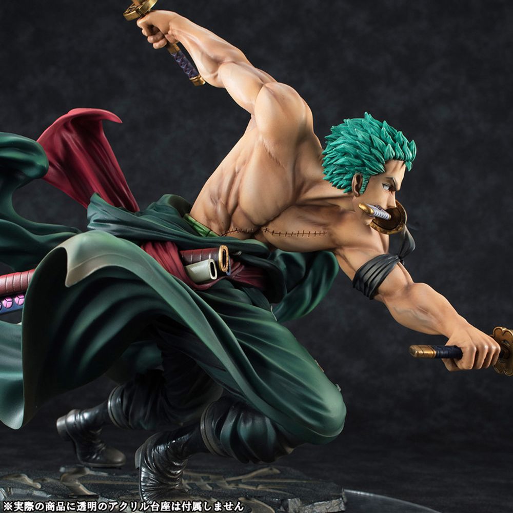 One Piece – Roronoa Zoro Action Figure Set | 18cm Anime Collectible with Black Base & Dual Head Attachments