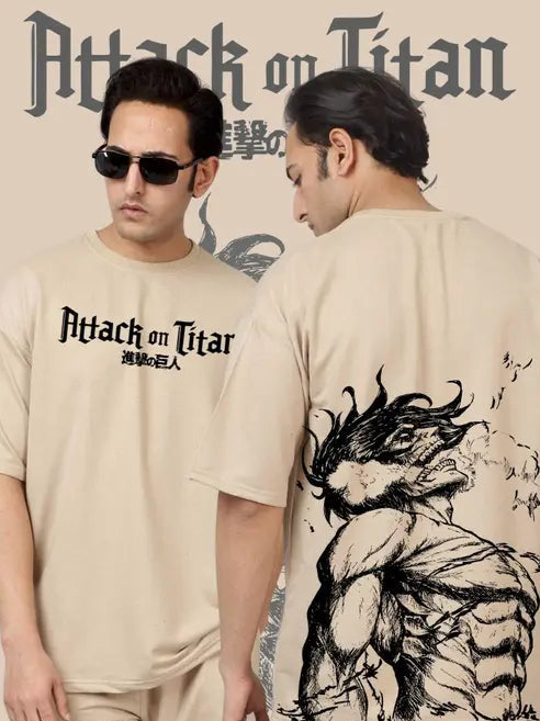 jaw titan -Baggy Cotton Round Neck T-Shirt(100%cotton) (Copy) aot