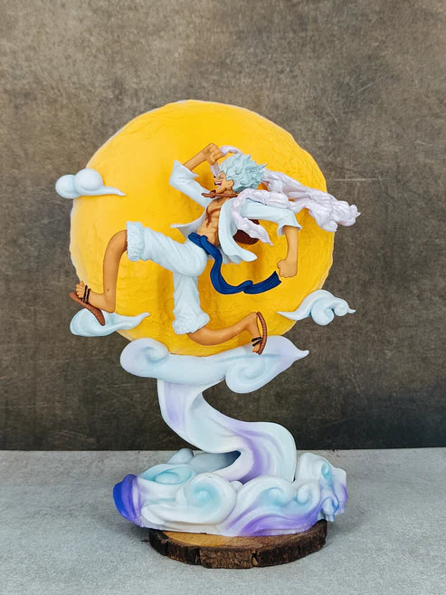 One PIece Gear 5 Luffy Sun God Nika Flying under MOON with light Action Figure PVC Multicolour | 28 CMS |