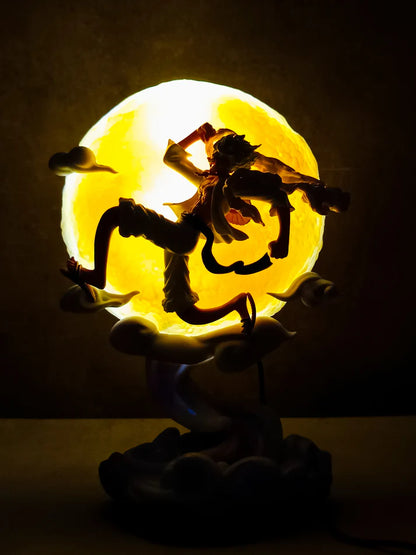 One PIece Gear 5 Luffy Sun God Nika Flying under MOON with light Action Figure PVC Multicolour | 28 CMS |