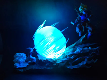 Goku and Majin Buu Fight Scene with Light Effect 21CM