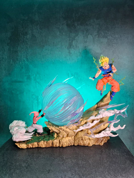 Goku and Majin Buu Fight Scene with Light Effect 21CM